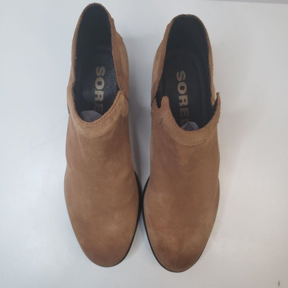 Sorel Slip On Ankle Bootie Size 9 Carmel Brown Suede Casual Outdoor Boots - Picture 3 of 12